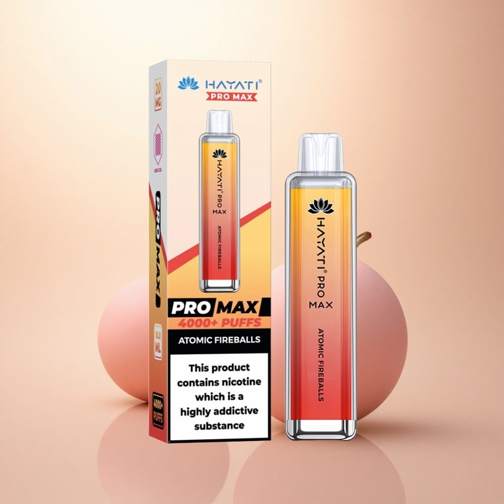 Hayati Pro Max 4000 Puffs 原子火玉リチャージ可能1400mAh水晶