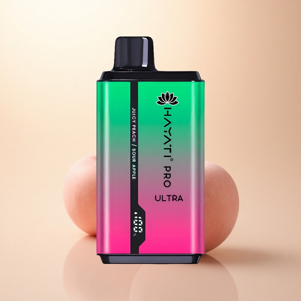 Hayati Pro Ultra 15000 Puffs サワーアップルジューシーピーチ 850mAh 2%ニコチン