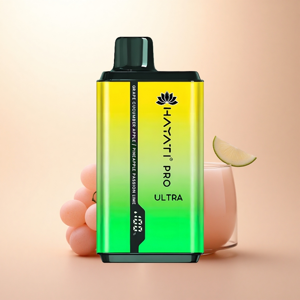 Hayati Pro Ultra 15000 Puffs グレープ キュウリ アップル パイナップル パッション リム 850mAh 2%ニコチン