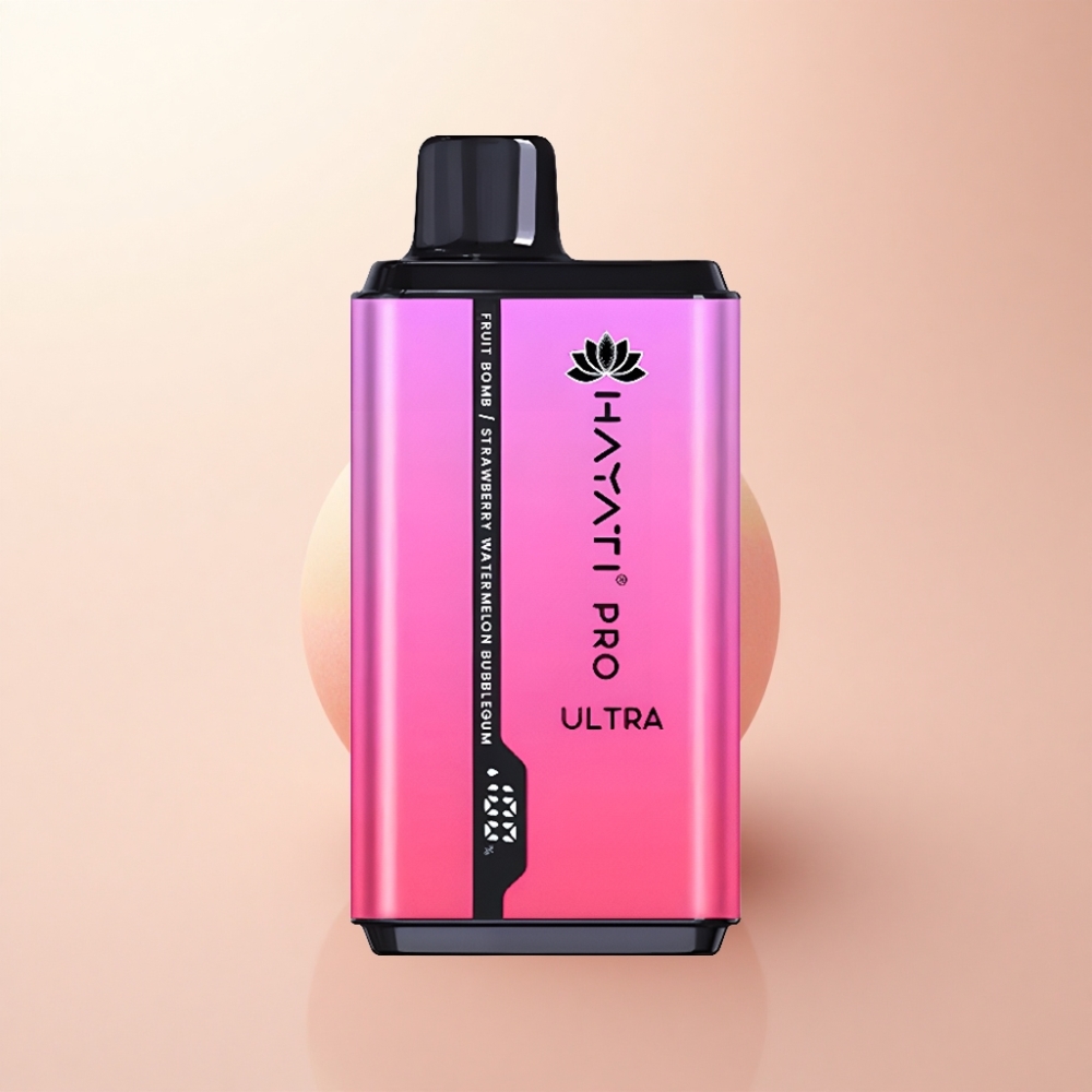 Hayati Pro Ultra 15000 Puffs フルーツボム・ストローベリー・ウォーターメロン・バブルガム 850mAh 2%ニコチン