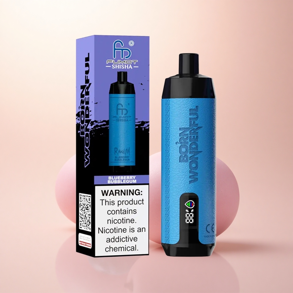 RandM Fumot Shisha 10000 Puffs ブルーベリーバブルガム LED 0.5%ニコチン