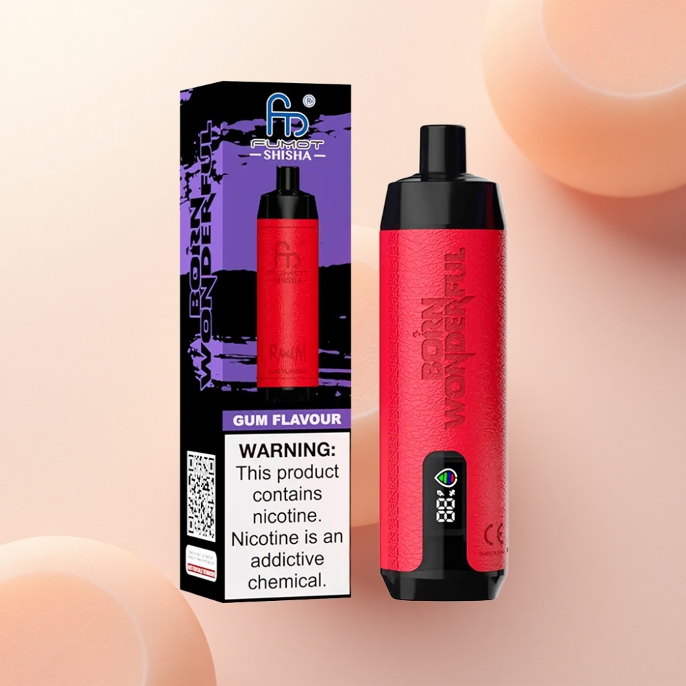 RandM Fumot Shisha 10000 Puffs LED表示付き18mlプリフィルドリキッド0.5%ニコチンコンテントガムフレーバー