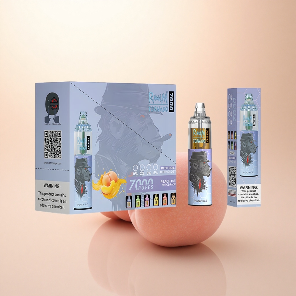 RandM Fumot Tornado 7000 Puffs 桃の氷 850mAh 5%ニコチン