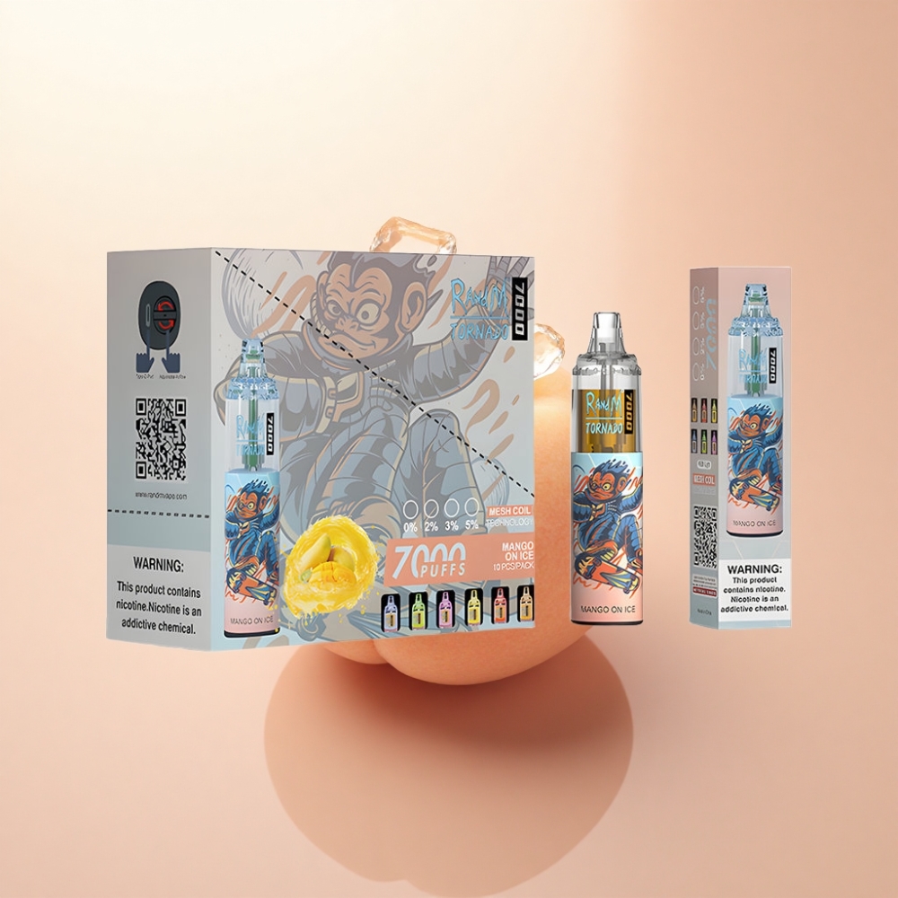 RandM Fumot Tornado 7000 Puffs 氷のマンゴー 850mAh メッシュコイル