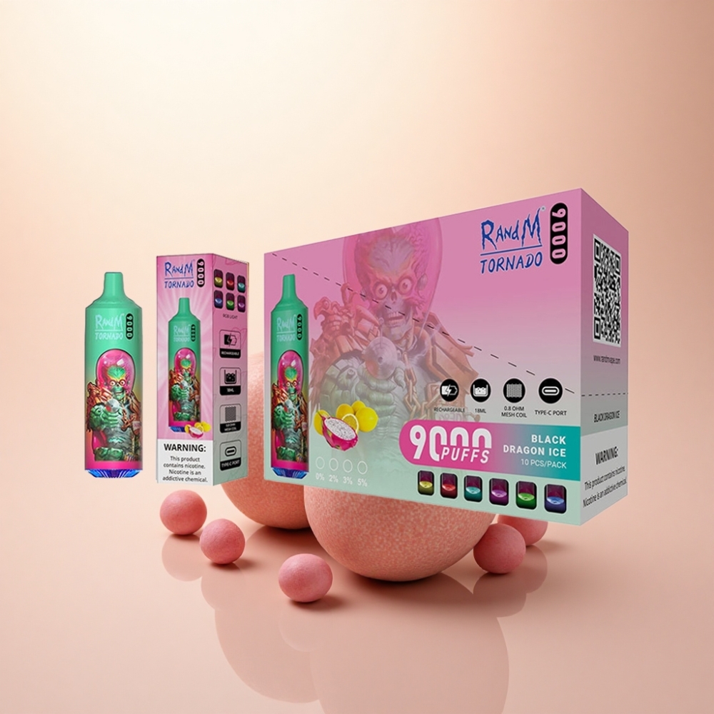RandM Fumot Tornado 9000 Puffs ブルーラズクシュ 18mL メッシュコイル