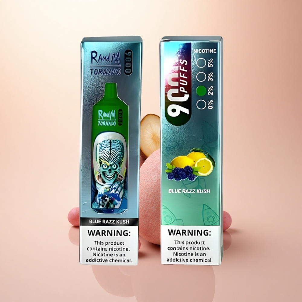 RandM Fumot Tornado 9000 Puffs ブルーラズクシュ 18mL メッシュコイル