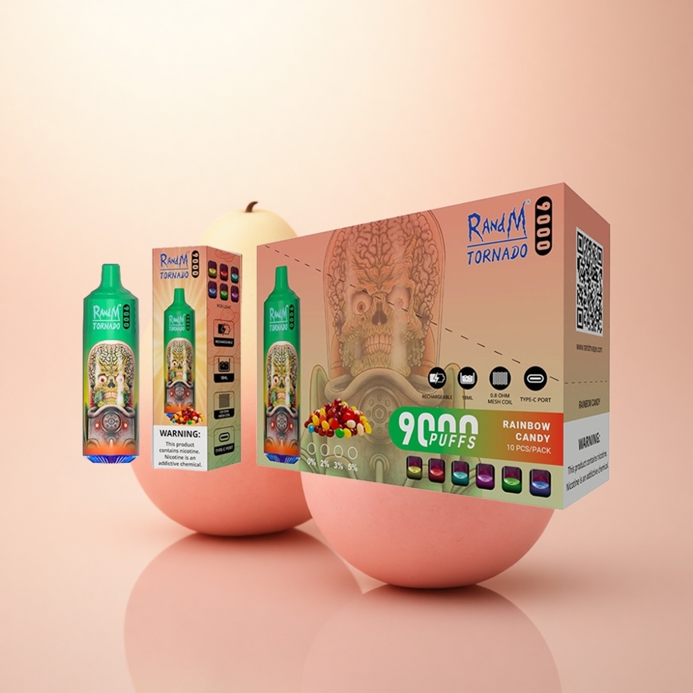 RandM Fumot Tornado 9000 Puffs 虹色キャンディ 850mAh 18mL
