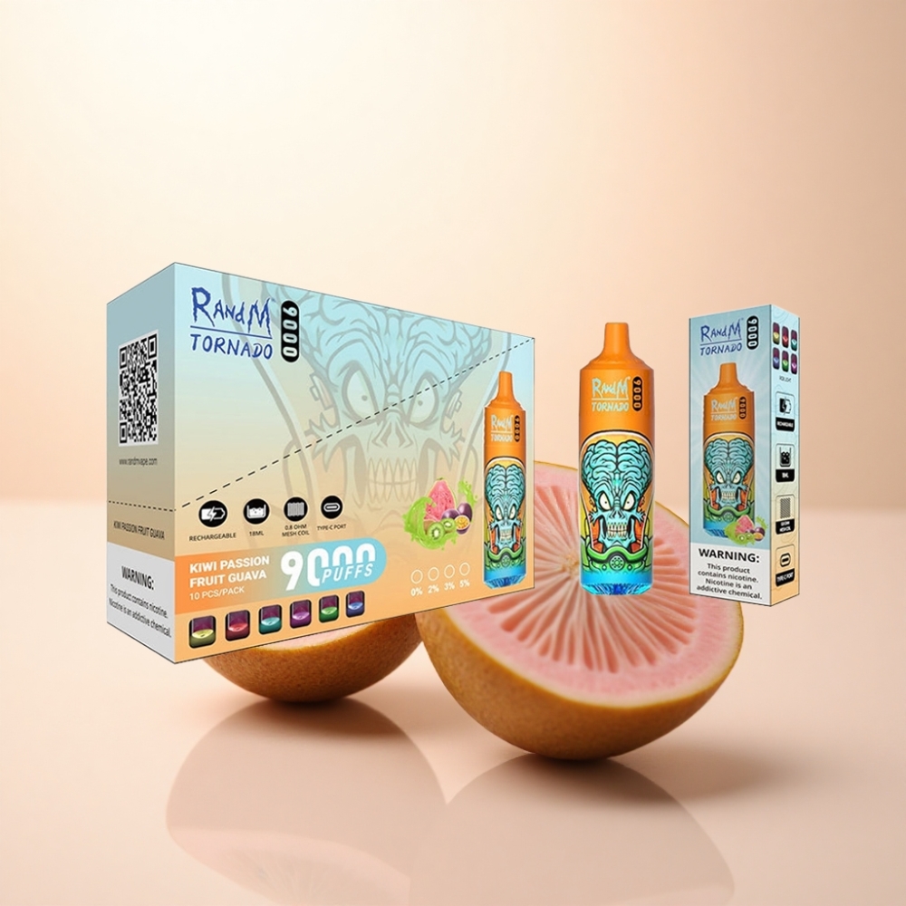 RandM Fumot Tornado 9000 Puffs キウイパッションフルーツグアバ 850mAh 18mLメッシュコイル