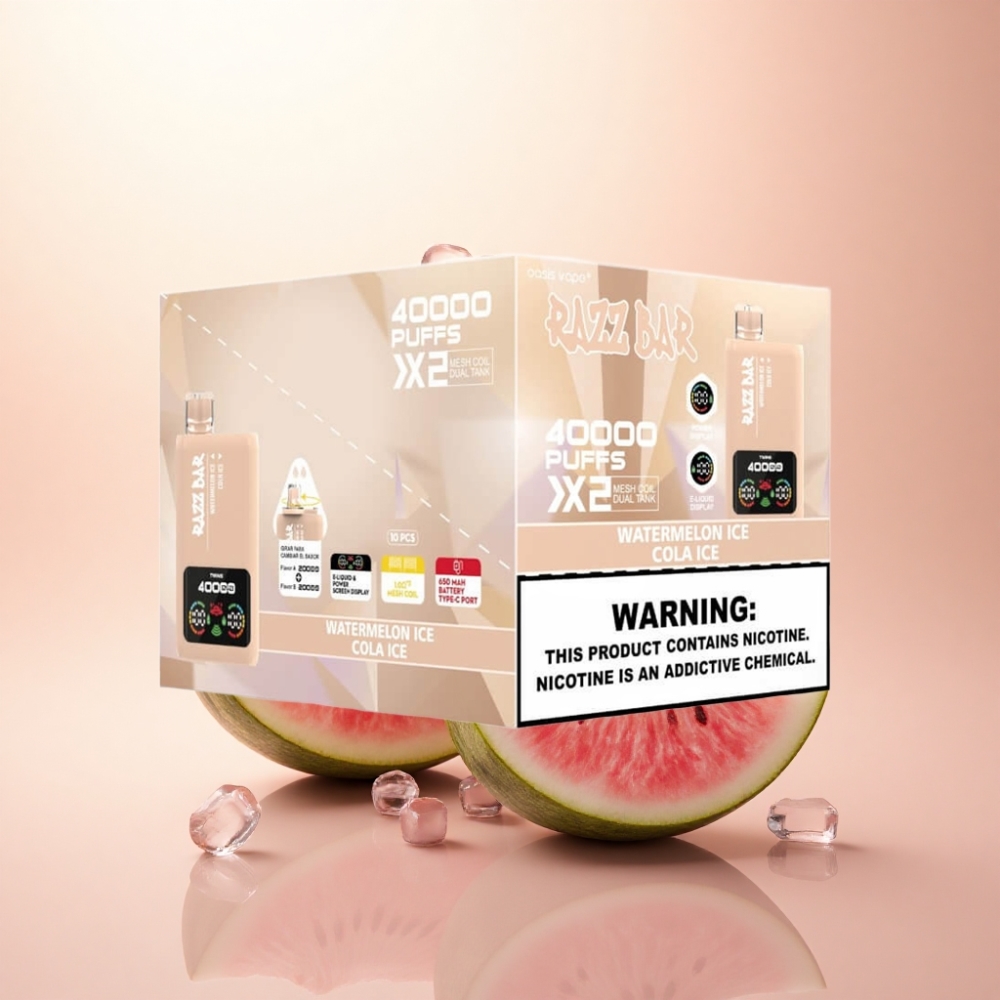 Razz Bar 40000 Puffs スイカアイスコーラアイス 1.0Ohmメッシュコイル 650mAh