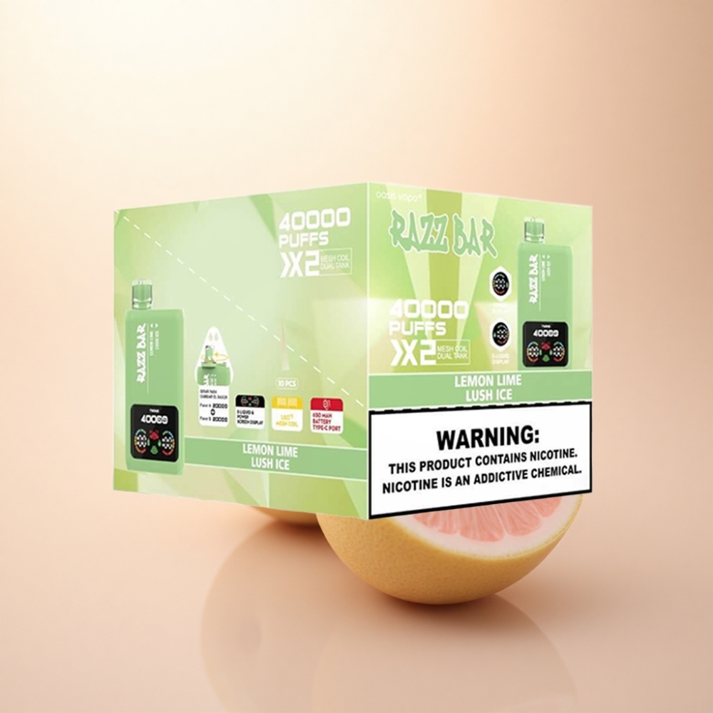 Razz Bar 40000 Puffs レモンライム ラッシュアイス 1.0オーム 2メッシュコイル 650mAh