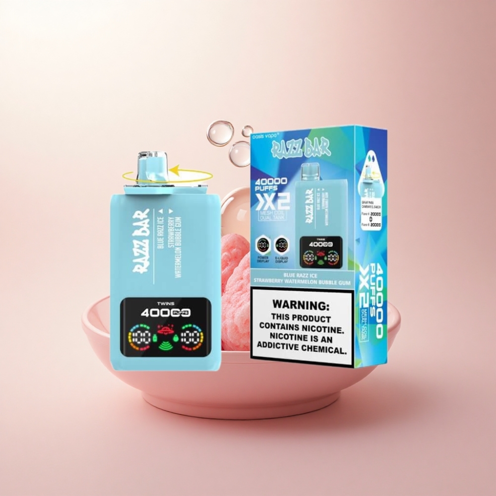 Razz Bar 40000 Puffs ブルーラズアイスストロベリーウォーターメロンバブルガム 1.0オームメッシュコイル 5%ニコチン