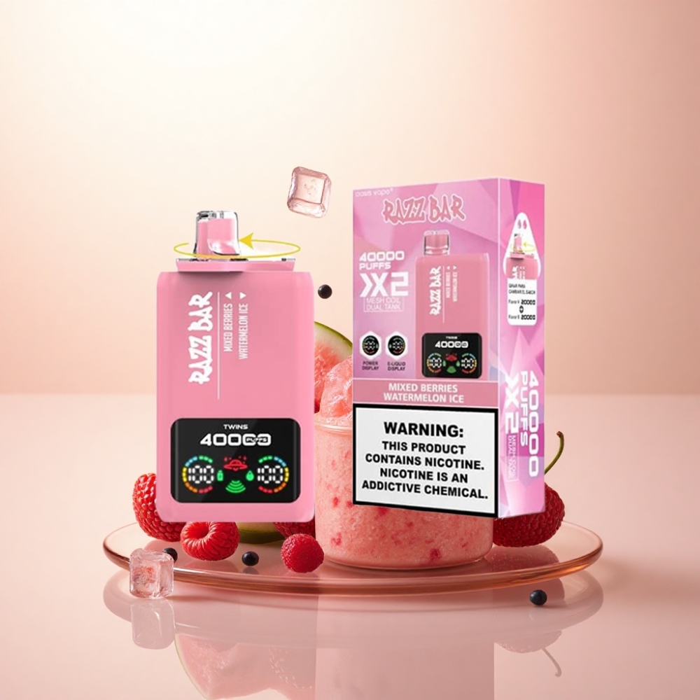 Razz Bar 40000 Puffs ミックスベリー - ウォーターメロンアイス 1.0オームメッシュコイル 650mAh