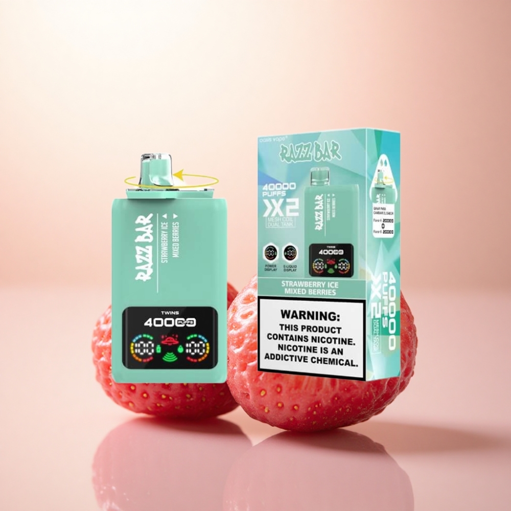 Razz Bar 40000 Puffs ストロベリーアイス - ミックスベリー 1.0オームメッシュコイル 650mAh