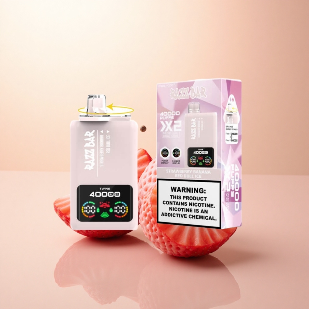 Razz Bar 40000 Puffs ストロベリーバナナ - レッドブルアイス 1.0オームメッシュコイル 650mAh