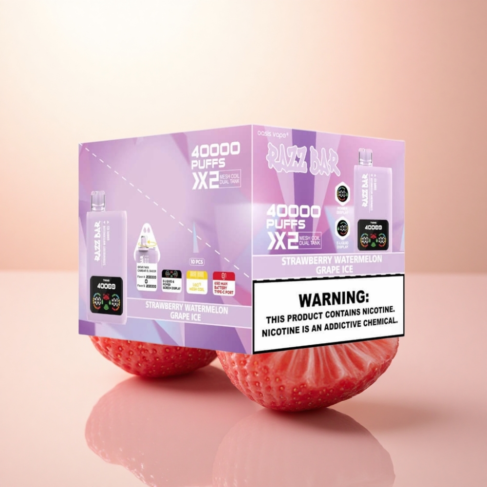 Razz Bar 40000 Puffs ストロベリーメロン - グレープアイス 5%ニコチン 650mAh