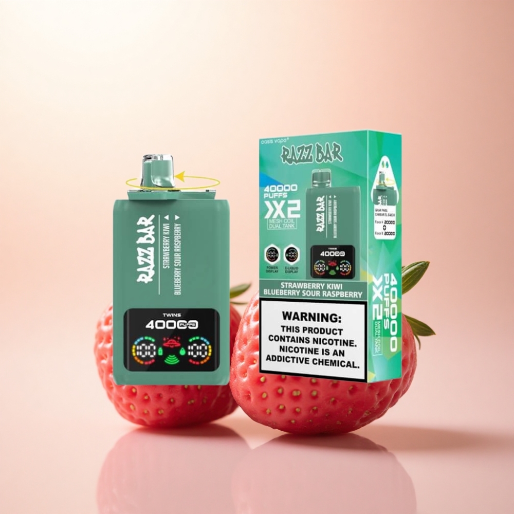 Razz Bar 40000 Puffs ストロベリーキウイ - ブルーベリーサワーラズベリー 650mAh 2%ニコチン