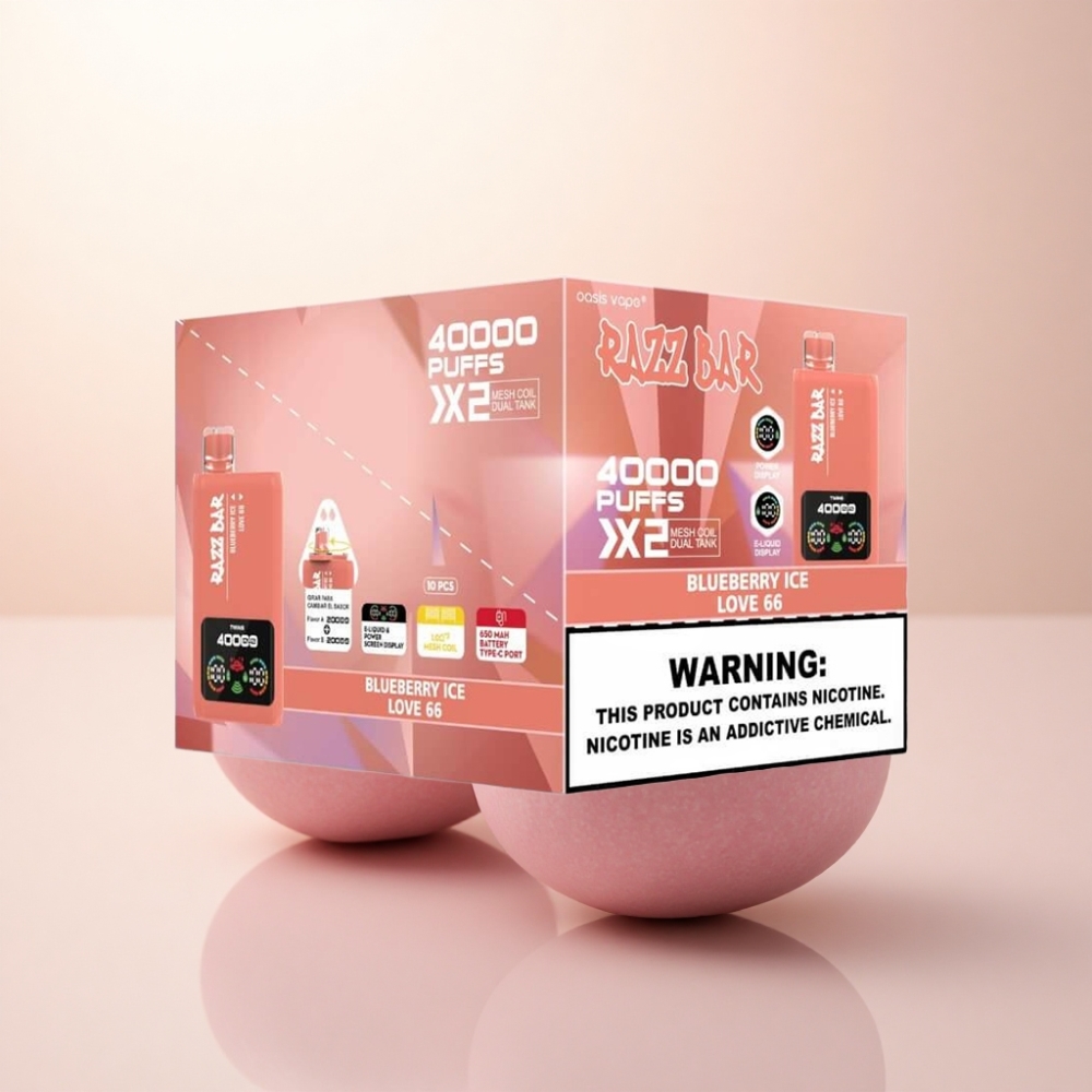 Razz Bar 40000 Puffs ブルーベリーアイス - ラブ66 2%ニコチン 650mAh