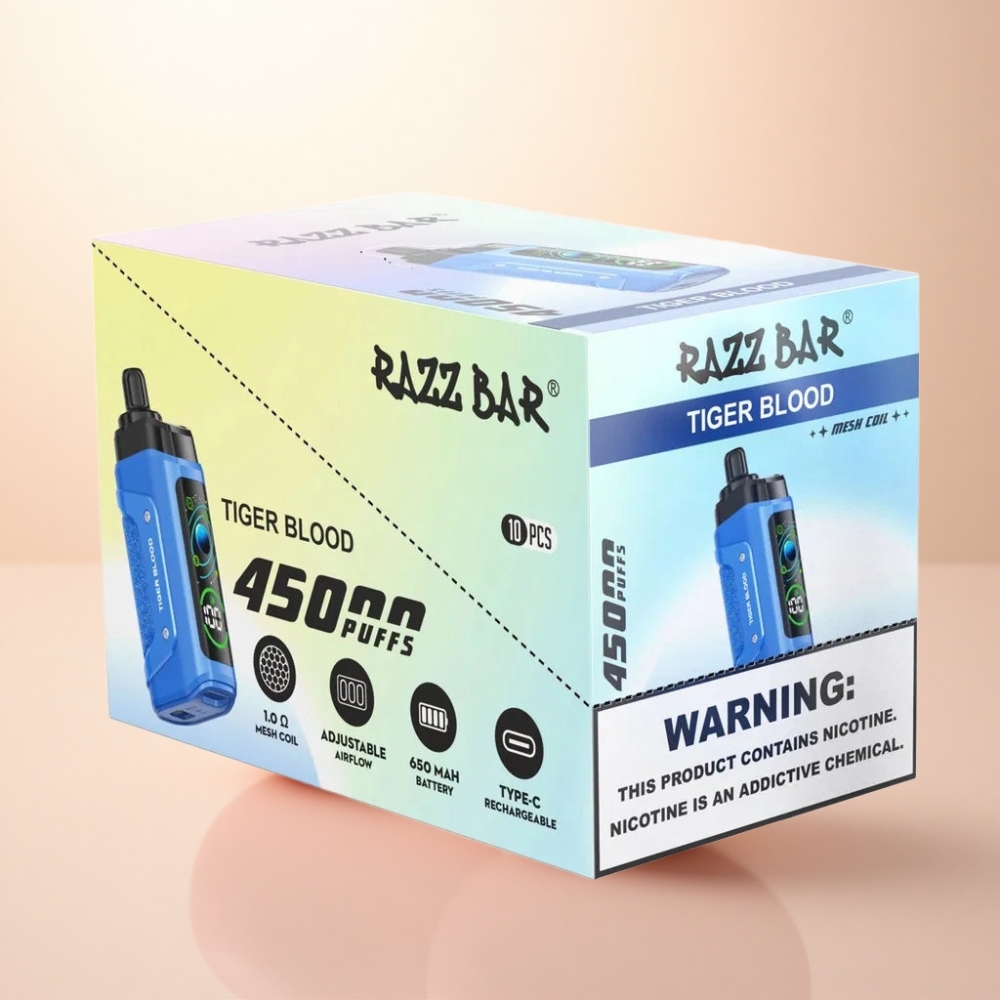 Razz Bar 45000 Puffs タイガーブラッド 1.0オームメッシュコイル 20mgニコチン