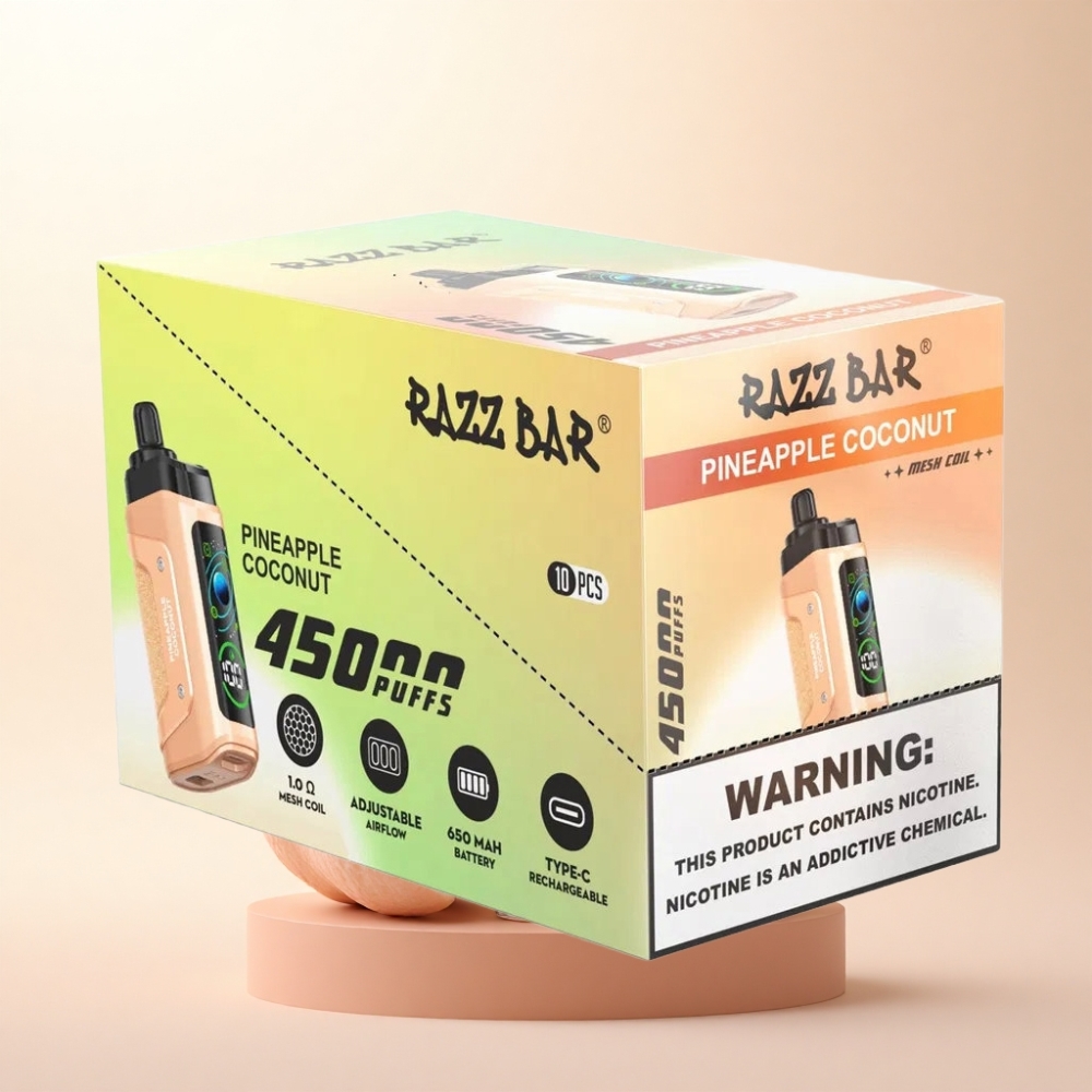 Razz Bar 45000 Puffs パイナップルココナッツ 1.0オームメッシュコイル 20mgニコチン
