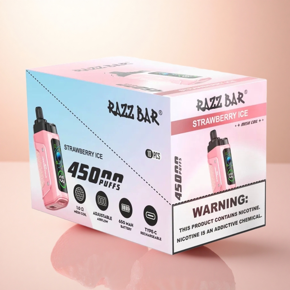 Razz Bar 45000 Puffs 苺アイス 1.0オームメッシュコイル 20mgニコチン