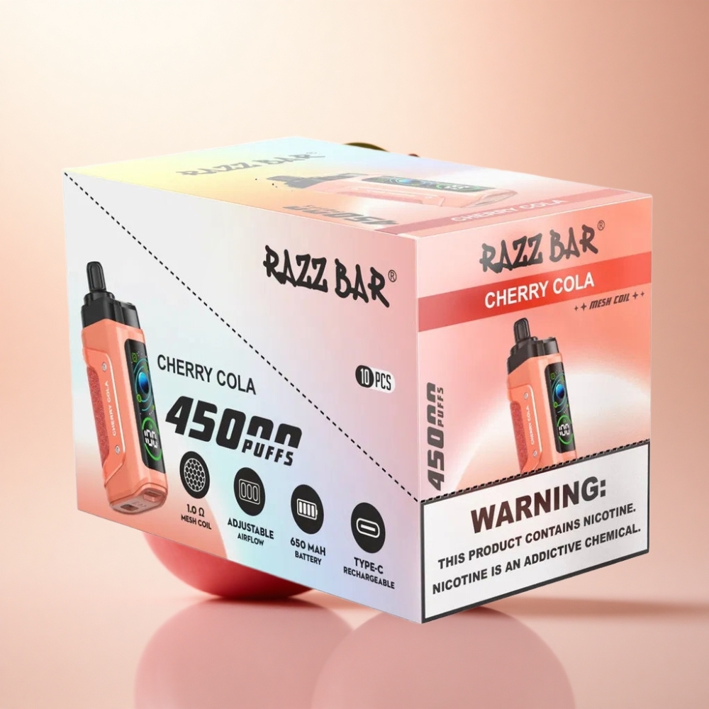 Razz Bar 45000 Puffs チェリーコーラ 1.0オームメッシュコイル 20mgニコチン