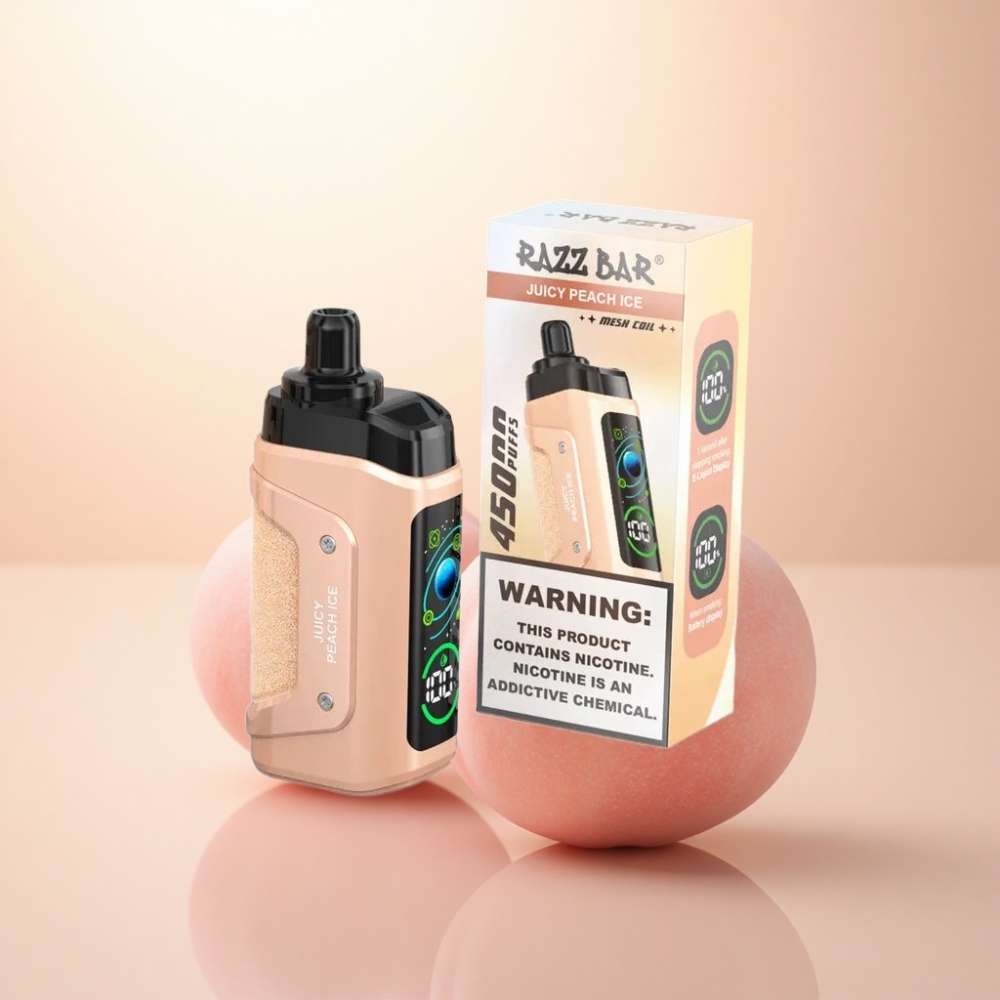 Razz Bar 45000 Puffs ジューシーピーチアイス 1.0オームメッシュコイル 650mAh