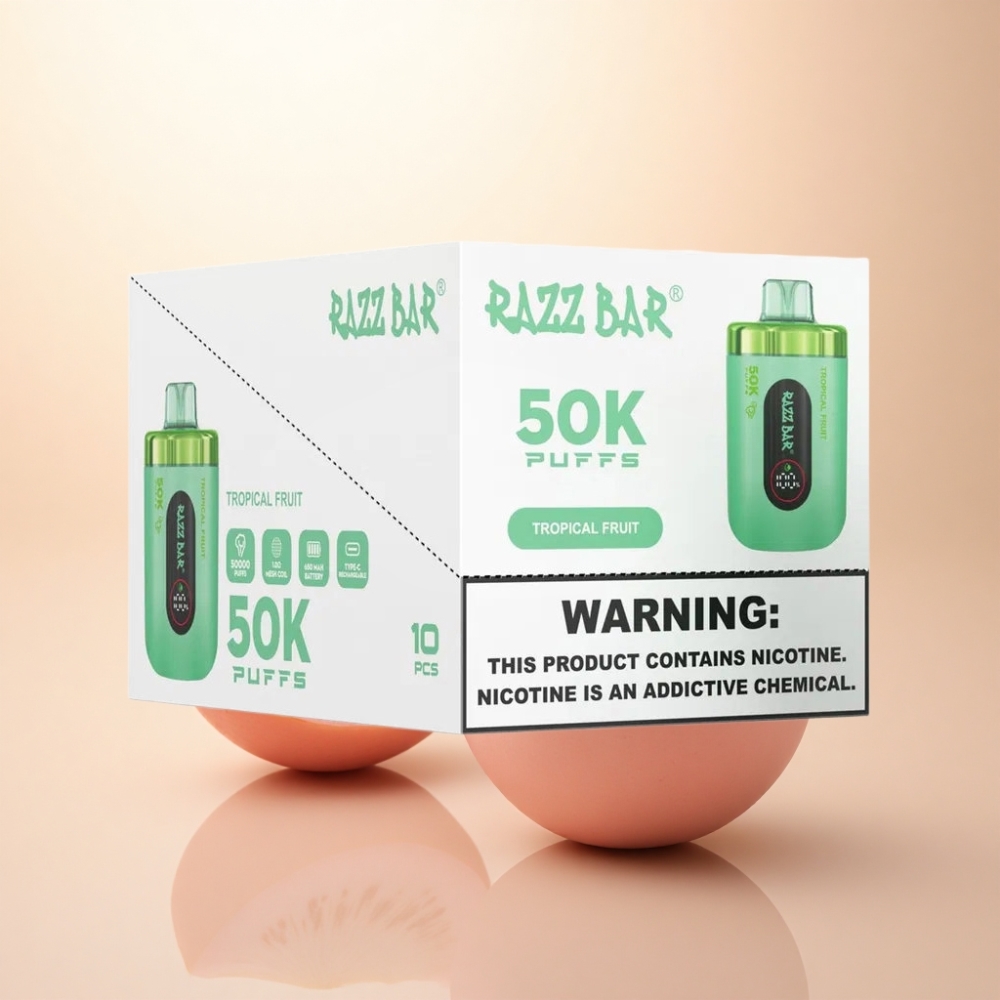 Razz Bar 50K Puffs トロピカルフルーツ 1.0オームメッシュコイル 650mAh
