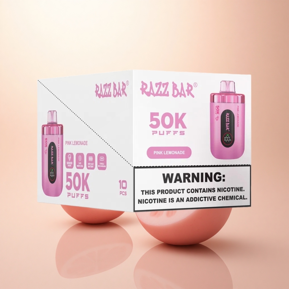 Razz Bar 50K Puffs ピンクレモネード 1.0オームメッシュコイル 650mAh