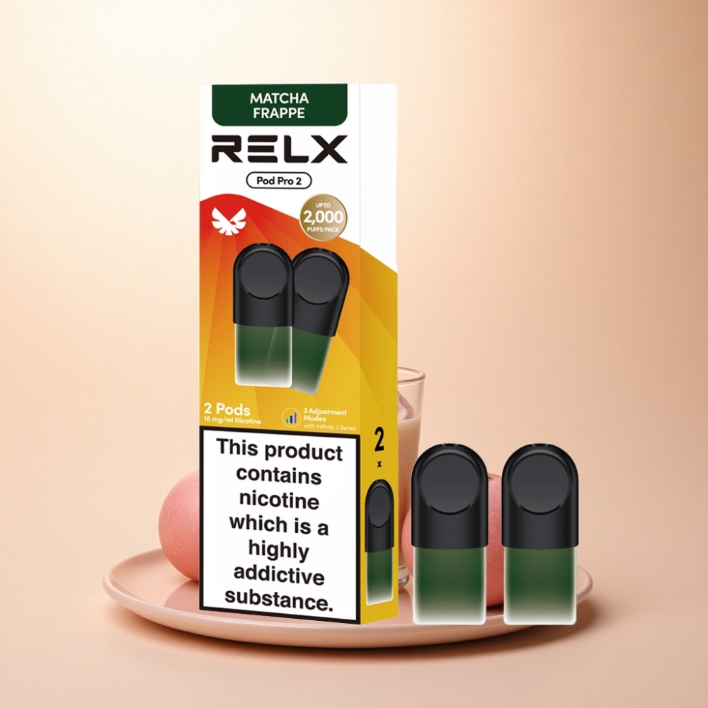 Relx Pod Pro 2 Vape Device 抹茶フラッペティー 18mg/ml ニコチン 1.9ml 3電圧調整