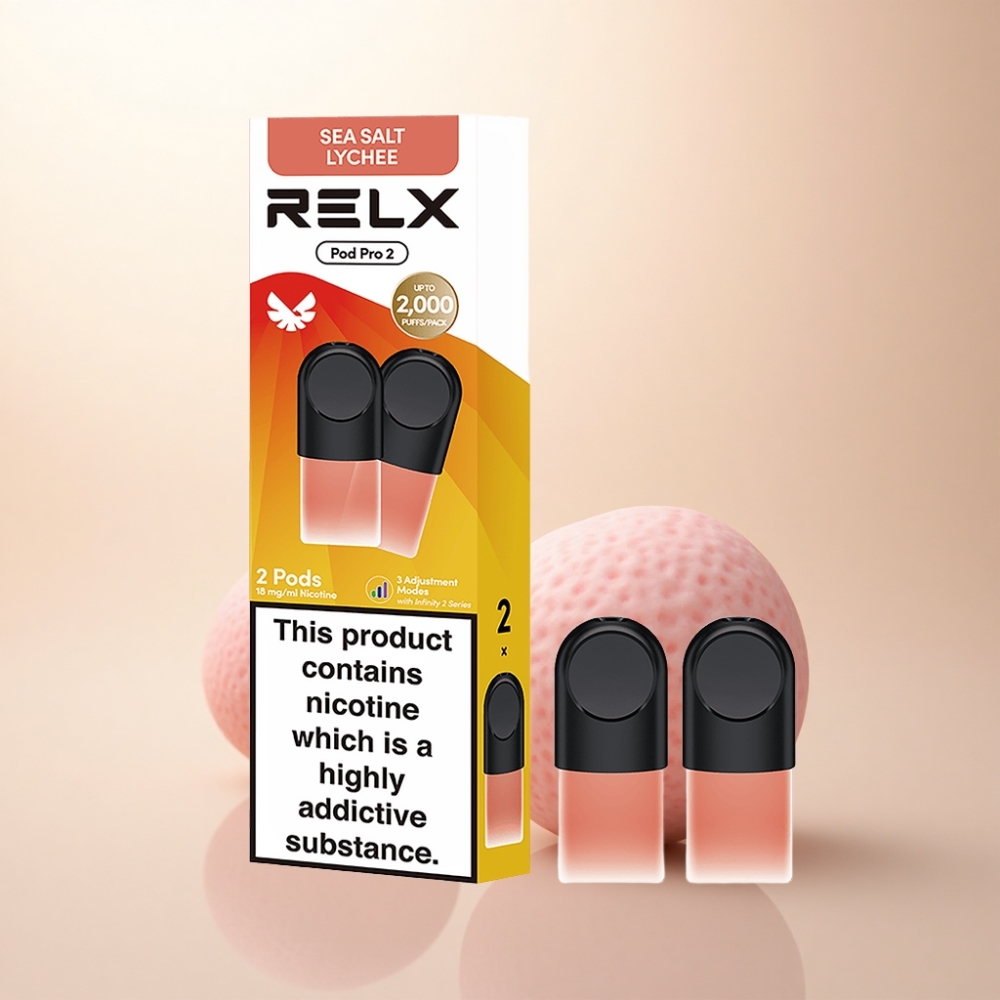 Relx Pod Pro 2 Vape Device 海塩ライチ 18mg/ml ニコチン 1.9ml 3電圧調整