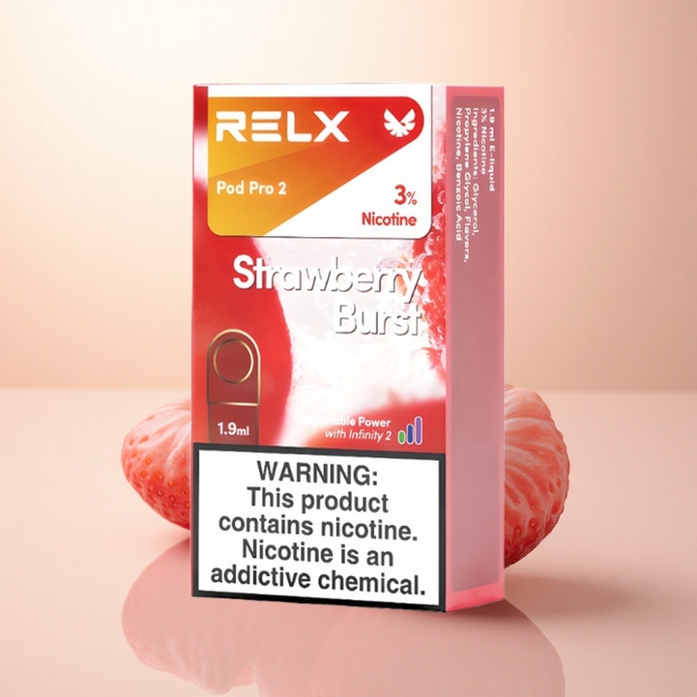 Relx Pod Pro 2 Vape Device 苺の爆発 30mg/ml ニコチン 1.9ml 3電圧調整