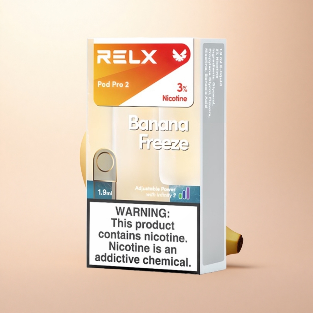 Relx Pod Pro 2 Vape Device バナナフリーズ 30mg/ml ニコチン 1.9ml 3電圧調整