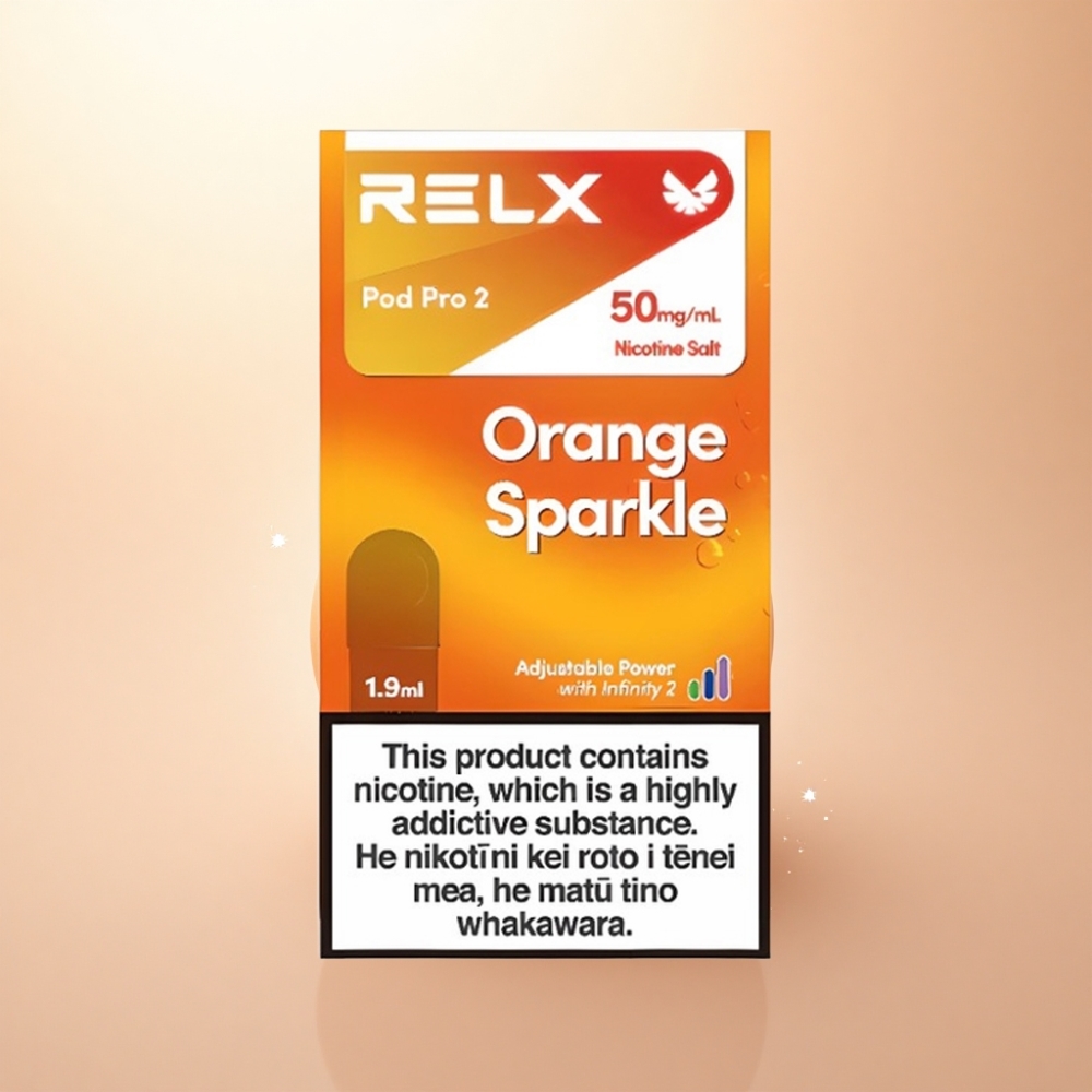 Relx Pod Pro 2 Vape Device オレンジスパークル50mg/ml ニコチン 1.9ml 3電圧調整